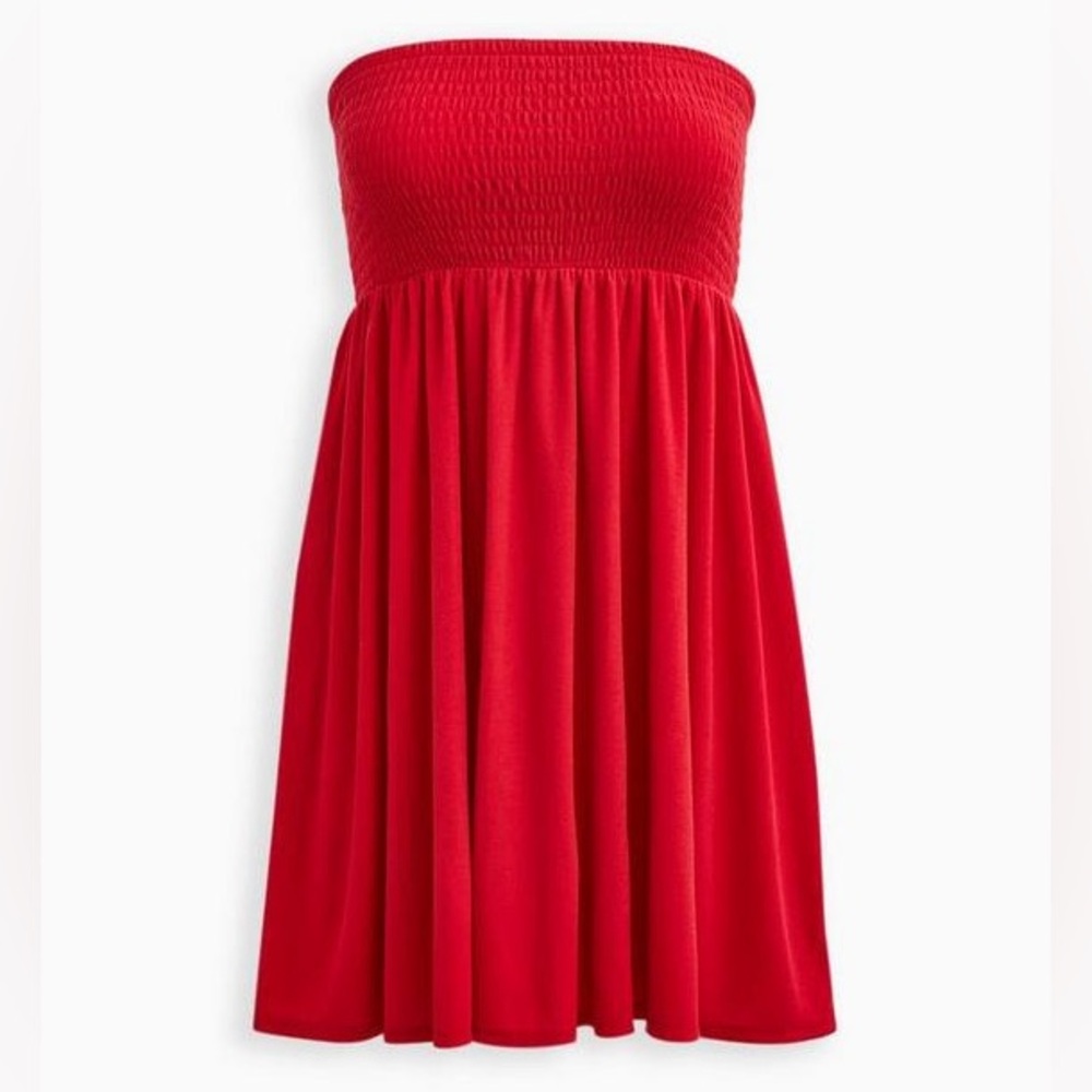 Torrid Smocked Strapless Cover-Up Mini Dress